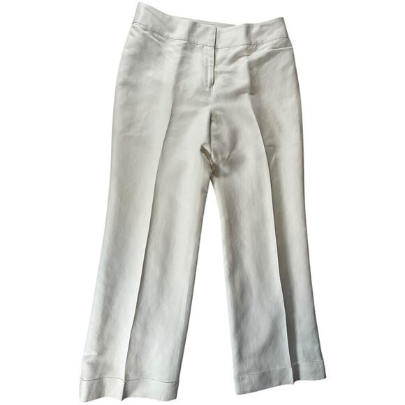 ANN TAYLOR LOFT White Cleane Wide Leg Pants Linen Blend Size 10 Petites Luxury - Picture 1 of 12